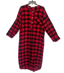 The VERMONT COUNTRY Store Buffalo Plaid Night Gown Sz M Red Flannel Grandma