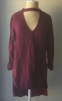 Women's Red Shirtdress Long Sleeve Size S