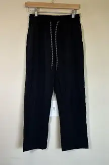 Athleta Trekkie Drawstring Womens Straight Crop Pant Size 4 tall‎ Black #988054