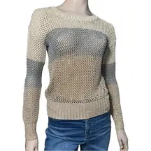 Minnie Rose Women’s Size S Gold Silver Bronze Metallic Loose Knit Sweater