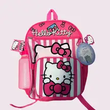 Hello Kitty Backpack 5 Piece Lunch Bag Carabiner Water Bottle Key Chain Sanrio