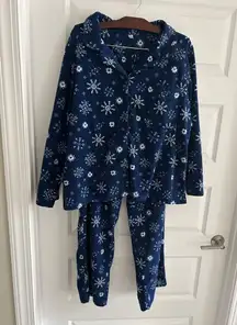 PINK Fleece Pajamas Blue White Snowflake Print Size 3X