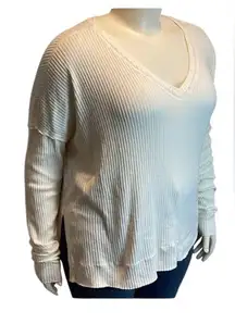 WILD FABLE NWOT off white oversized vneck sweater exposed seams XXL