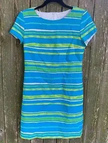 Vintage 90s 1990s Y2K 2000s blue green striped dress