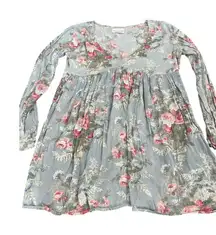 Denim & Supply Ralph Lauren Briar Floral Gauze Bell Sleeve Mini Shirt Size Large