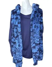Koolaburra by UGG Cozy Sherpa Hooded Vest & Long Sleeve Tee Navy Floral 3X