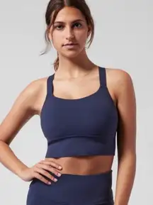 Warrior Longline Sports Bra Medium Support Navy Blue Size Med Yoga Gym