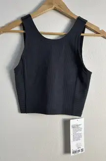 New Lululemon Size 2 Ribbed Softstreme Cropped Tank BLK Black