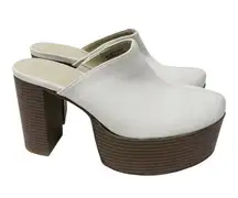 Urban Outfitters Ellie White Platform Mules