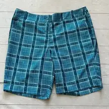 CALLAWAY Women’s Opti-Dri Golf Shorts Blue Plaid Pockets Size Tag Missing