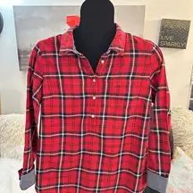 Women's Red Plaid Button-Up Shirt