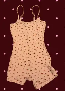 Pink Strawberry Print Spaghetti Strap Ribbed Romper - Edikted