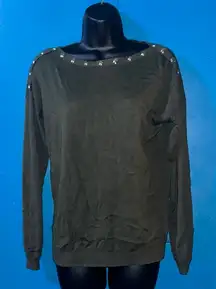 MICHAEL  Green Embellished Boat Neck Sweater