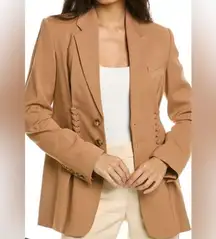 A.L.C. Blazer Maverick Jacket Long 2 Button Brown Lace Up Trim Size 8