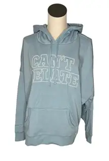 Torrid "Can't Relate" relaxed cozy fleece Hi-Lo Hoodie in dusty blue Size 2(2X)