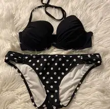 Victoria Secret Top and Bottoms Swim bottoms is size L and top is push up 34DD