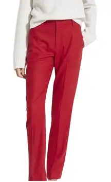 Vince Flannel Tailored Pants Womens 4 Crimson Red Straight Work Modern Classic