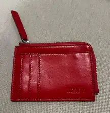 J. Crew Red Leather Card Holder Coin Case Wallet