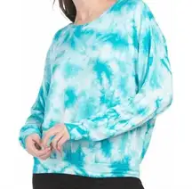 Young Fabulous Broke Blue and White Tie Dye Lightweight Sweatshirt Small NWT