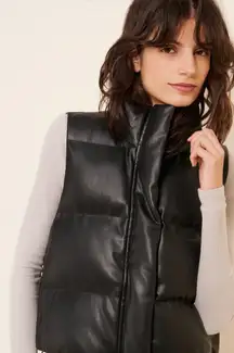 Vegan Leather Cropped Puffer Vest