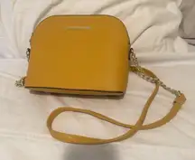 Steve Madden Mustard Yellow Crossbody Satchel Purse Dome Marilyn Gold Chain