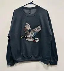 Duck hunting Gray Sweater with sequin mallard Duck Design! Size large!