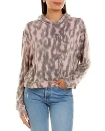 BlankNYC Women's Cropped Hoodie Size Small Animal Print Cheetah Long Sleeve NWT