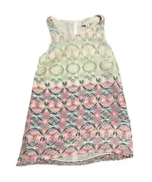 CAbi White Mosaic Print Sleeveless Tank Top