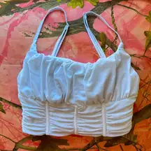 white fox ruched mesh white corset