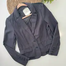 HEI HEI ANTHROPOLOGIE Blazer Jacket Delanie Gray Plaid Cotton‎ Collared Size 4