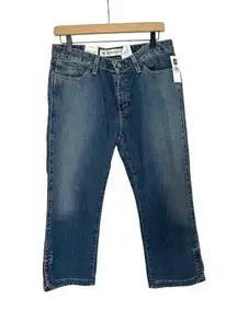 Gap Cropped Boot Cut Jeans Stretch Women Size 10 Denim Curved Hem Slightly Loose
