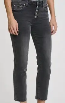 Pistola Charcoal Nero Monroe High Rise Button Fly Slim Jeans Size 25‎