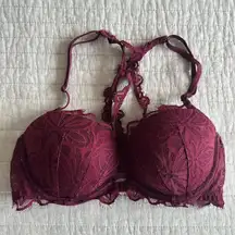 VS Pink Lace Push Up Maroon Bra