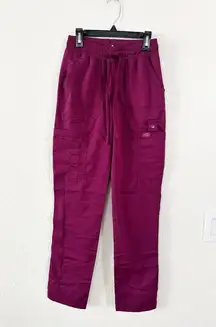 Dickies Women's Burgundy cargo style scrub Pants XXS