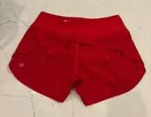 Lululemon speed up shorts red size 4