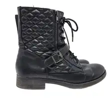 White Mountain Outlaw Black Moto Combat Boots Lace Up Zip Women's Size 8.5 M