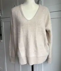 Vince Women's Beige V-Neck Cashmere Sweater Size M Pullover with flaw