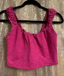 Free People Movement Stars Align Heathered Magenta Pink Cropped Top Large NWOT