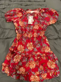Floral Red Dress Size M By band of free