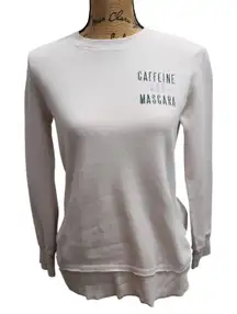 Derek Heart Women's Small S Long Sleeve Graphic Sweatshirt Caffeine and Mascara