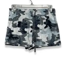 Lounge Sleep Shorts Camouflage Print Adjustable Drawstring Stretchable Gray NWOT