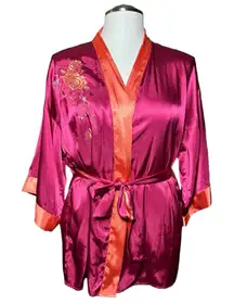 Victoria’s Secret Magenta Embroidered Satin Robe