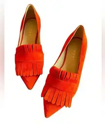 M. Gemi Pointed Fringe Slip On Suede Burnt Orange Size 35