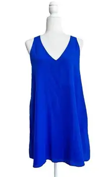 Lavender Brown Cobalt Blue Sleeveless Mini A Line Womens Size S Silk Pockets