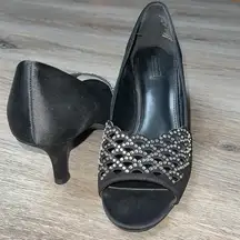 Laura Scott Karlotta Peep-toe Rhinestone Heels Size 8 Medium