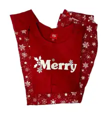 Macy Women's Red Family PJs‎ Matching Merry Snowflake Pajama Set Size Medium