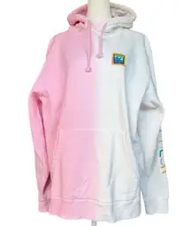 Teddy Fresh Pink and White Wavy Dip Dye Hoodie Sz M