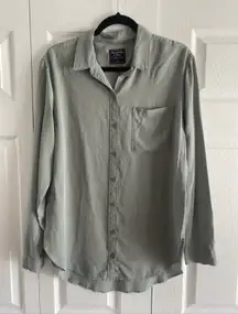 Abercrombie Fitch Womens‎ Medium Green Button Viscose Camp Shirt Workwear