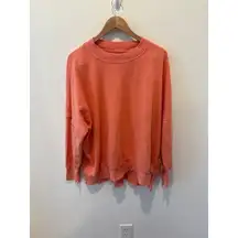 Aerie Oversized Coral Orange Washed Distressed Crewneck Sweatshirt 
Size S