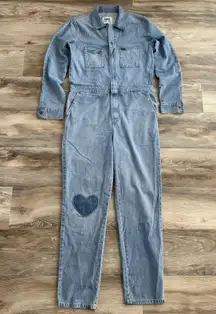 LEE Union-Alls Denim Jumpsuit Coveralls Heart Patch Blue Jeans Small